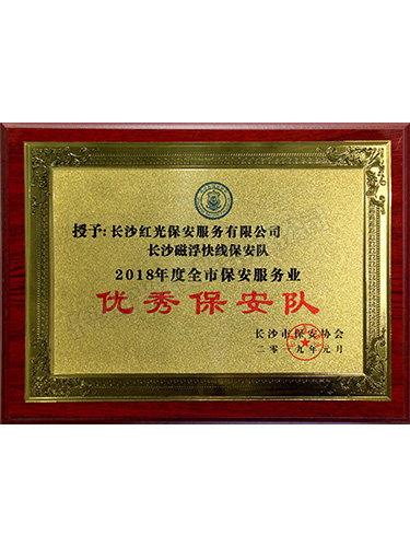 2018年度全市保安服務(wù)業(yè)優(yōu)秀保安隊(長沙磁浮快線保安隊) 2018年度全市保安服務(wù)業(yè)優(yōu)秀保安隊(長沙磁浮快線保安隊)